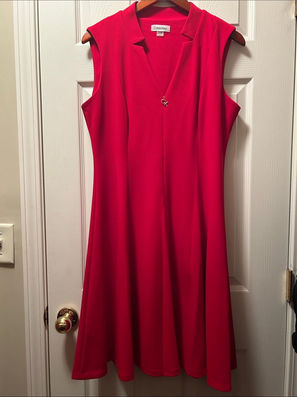 Calvin Klein Bright Red Sleeveless Fit-and-Flare Dress Size 12